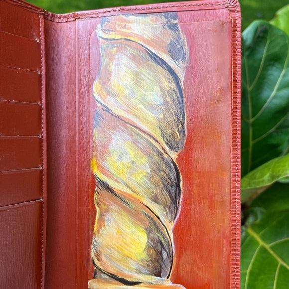 Hand Painted Louis Vuitton Cognac Long Bifold Wallet - Picture 4 of 10